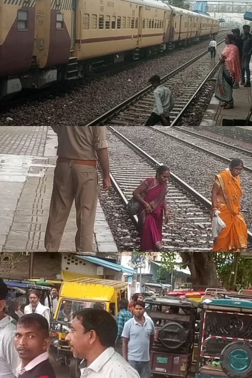 ऊंचाहार रेलवे स्टेशन पर जीआरपी तैनात होने के बावजूद यात्री जान जोखिम में डालकर कर रहे रेलवे ट्रैक पार